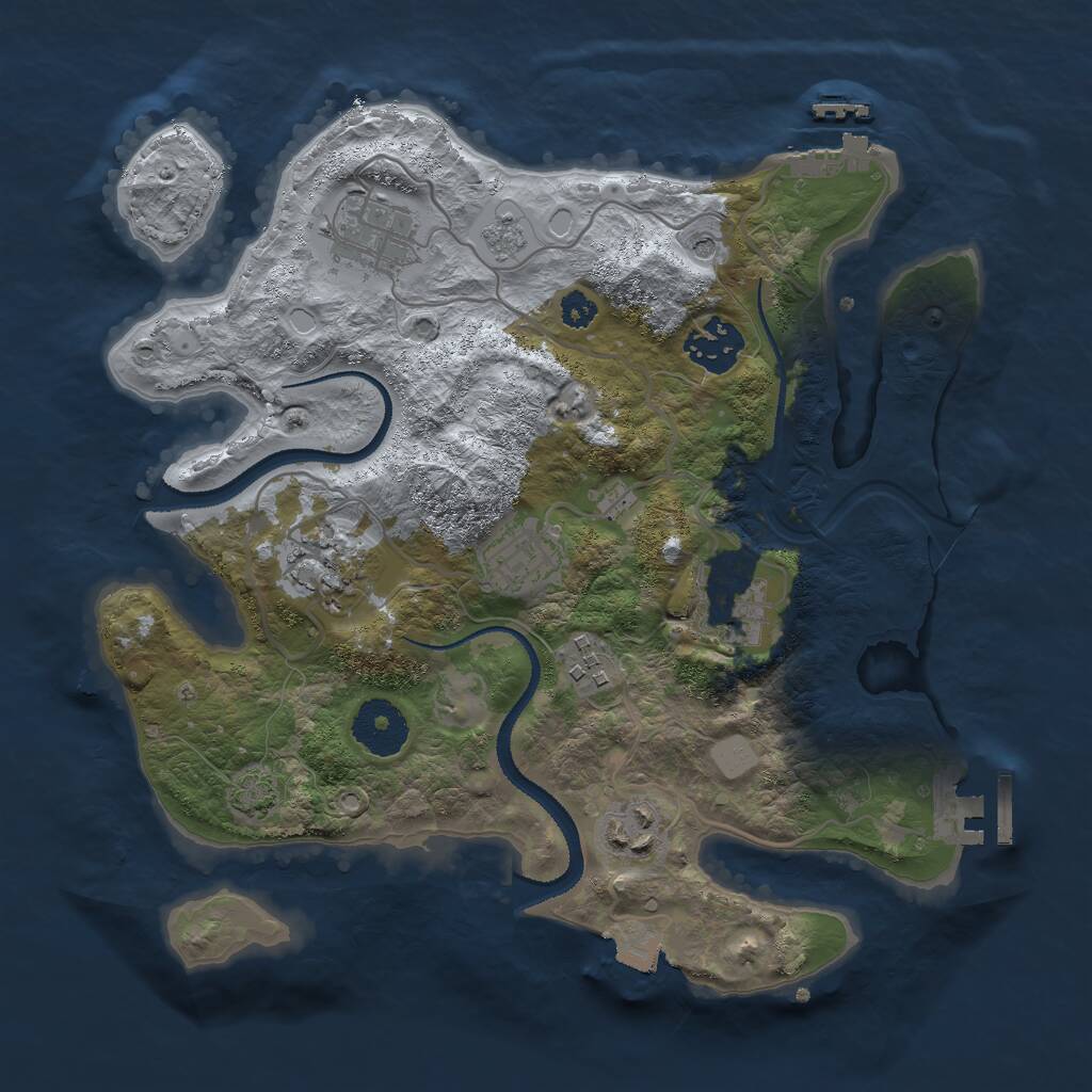 Rust Map: Procedural Map, Size: 3000, Seed: 302697951, 13 Monuments