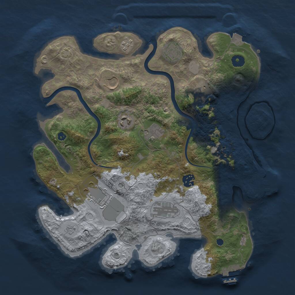 Rust Map: Procedural Map, Size: 3500, Seed: 1062179229, 15 Monuments
