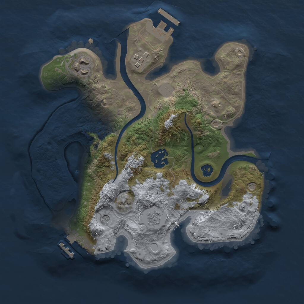 Rust Map: Procedural Map, Size: 2500, Seed: 538221488, 8 Monuments