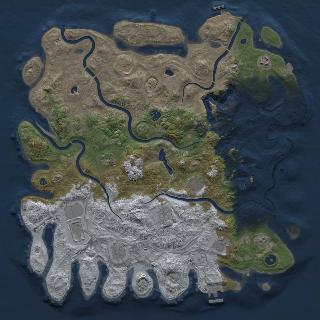 Rust Map: Procedural Map, Size: 4500, Seed: 468437463, 16 Monuments