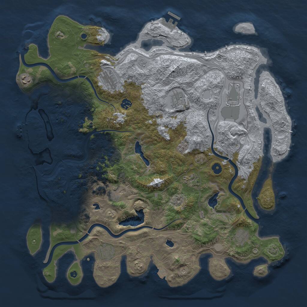 Rust Map: Procedural Map, Size: 4500, Seed: 3725426, 16 Monuments