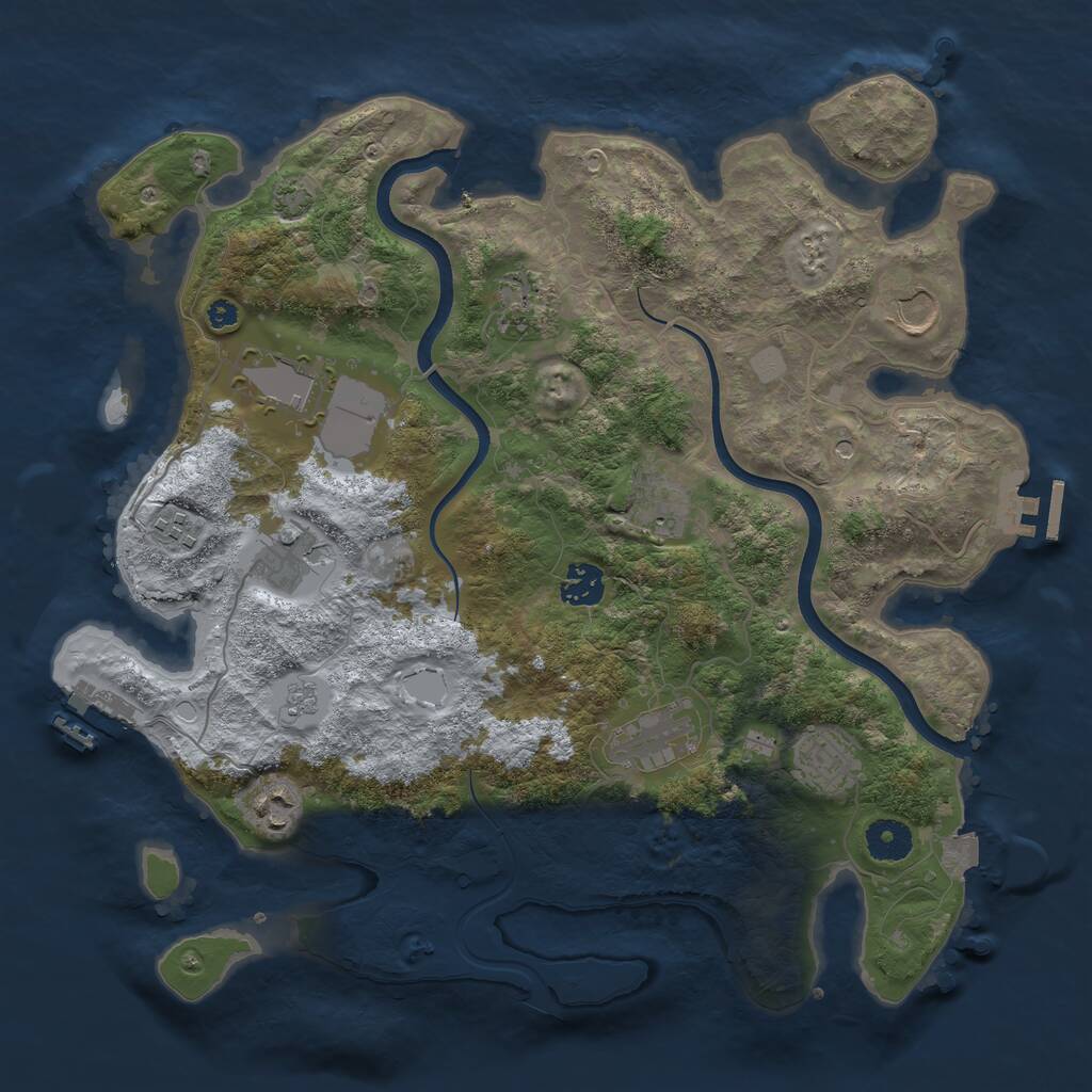 Rust Map: Procedural Map, Size: 3700, Seed: 28798787, 16 Monuments