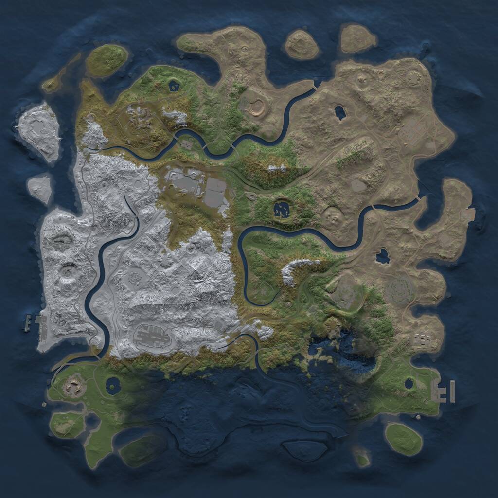Rust Map: Procedural Map, Size: 4500, Seed: 2071509299, 16 Monuments