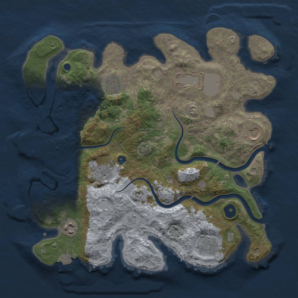 Rust Map: Procedural Map, Size: 3500, Seed: 1613081084, 12 Monuments