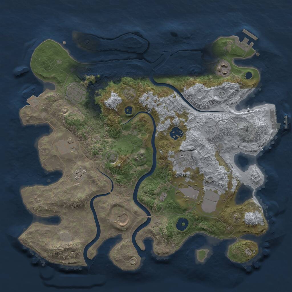 Rust Map: Procedural Map, Size: 3500, Seed: 1049873498, 14 Monuments