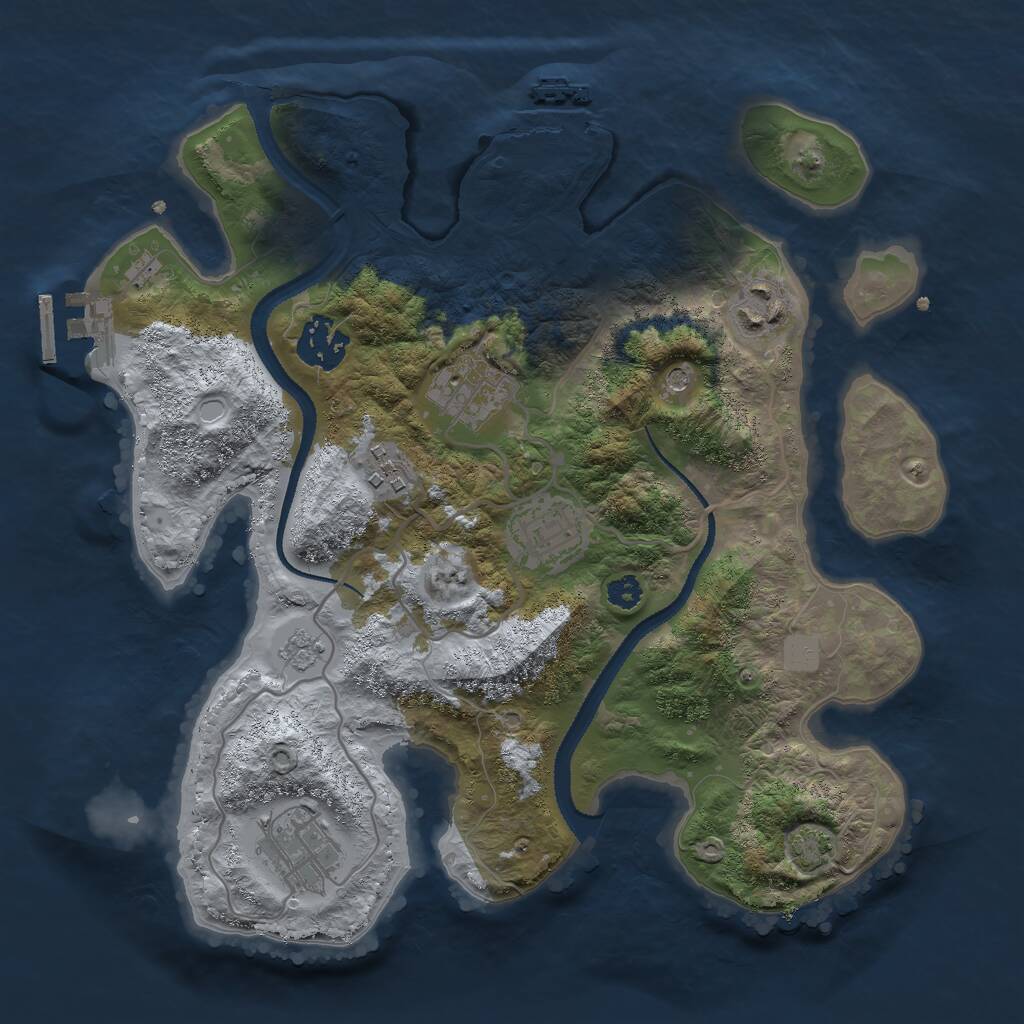 Rust Map: Procedural Map, Size: 3000, Seed: 1982877002, 12 Monuments