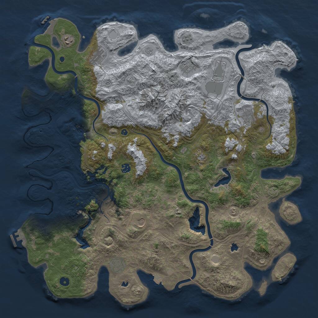 Rust Map: Procedural Map, Size: 5000, Seed: 74814, 16 Monuments