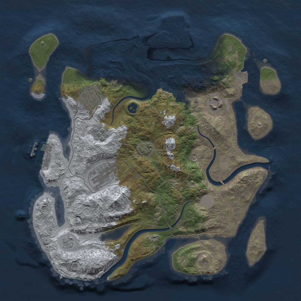 Rust Map: Procedural Map, Size: 3000, Seed: 26668, 10 Monuments