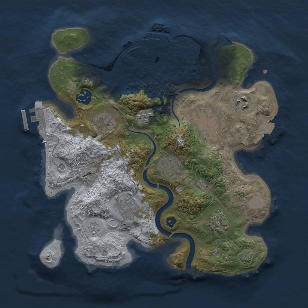 Rust Map: Procedural Map, Size: 3000, Seed: 2053701698, 14 Monuments