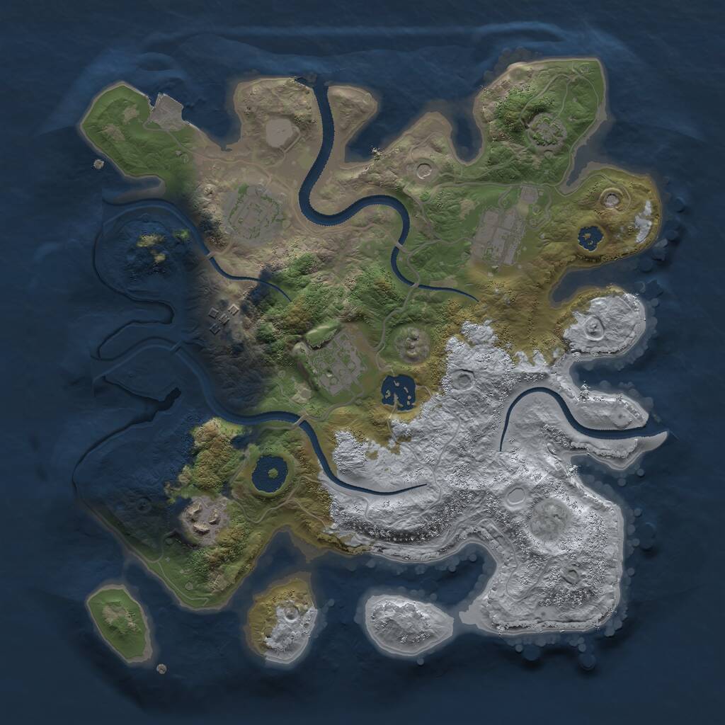 Rust Map: Procedural Map, Size: 3000, Seed: 35977, 9 Monuments