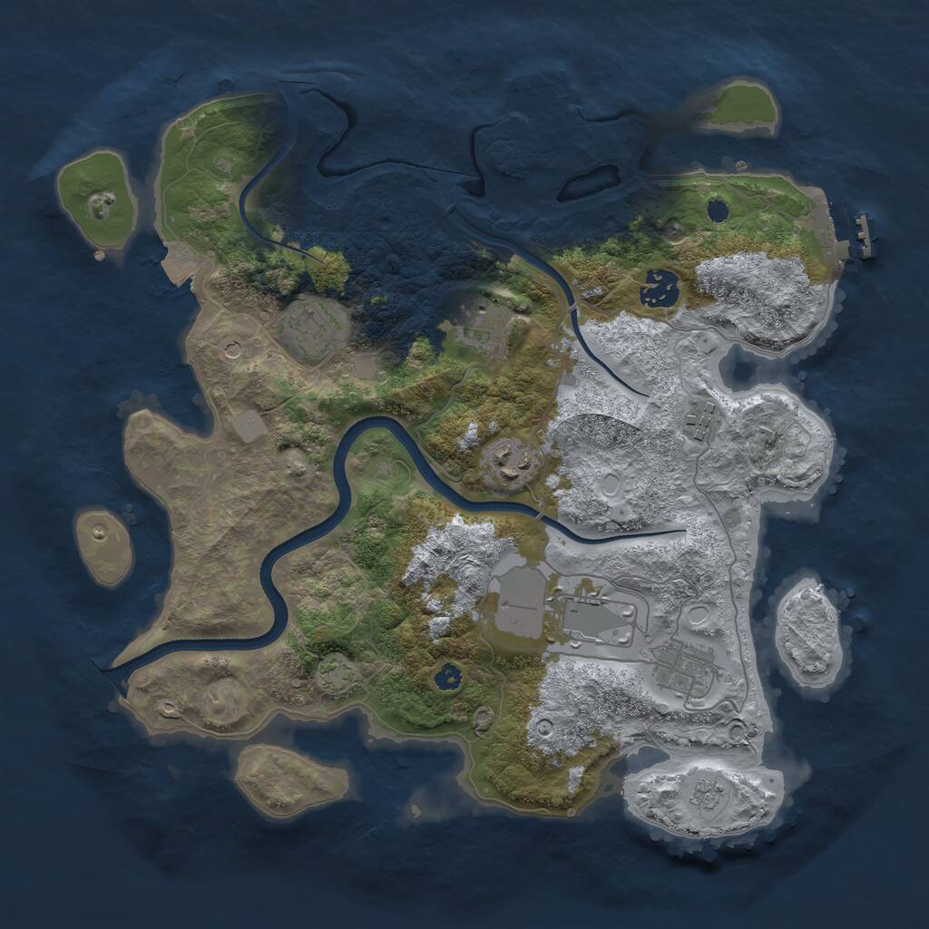 Rust Map: Procedural Map, Size: 3500, Seed: 428197427, 13 Monuments