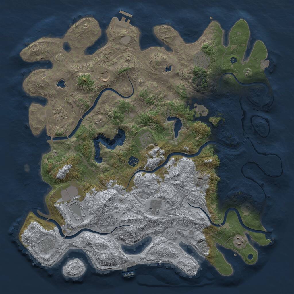 Rust Map: Procedural Map, Size: 4500, Seed: 787693023, 17 Monuments