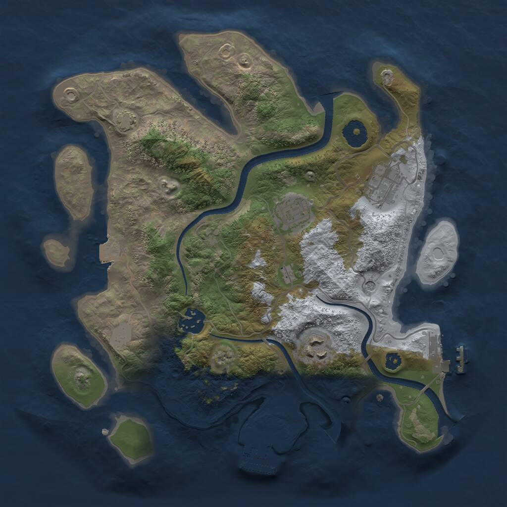 Rust Map: Procedural Map, Size: 3000, Seed: 3555000, 9 Monuments