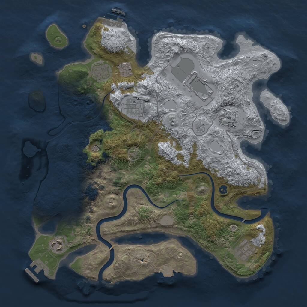 Rust Map: Procedural Map, Size: 3500, Seed: 1300, 13 Monuments