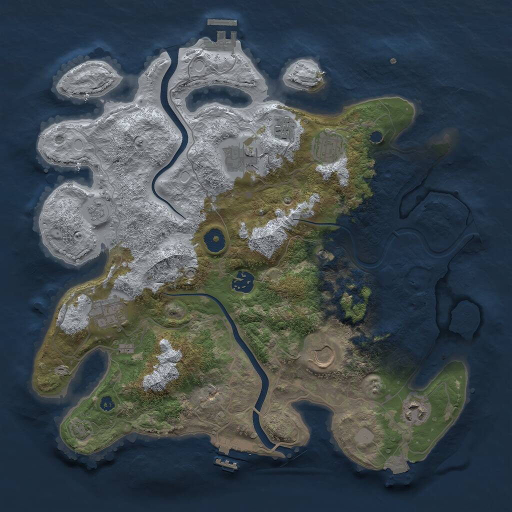 Rust Map: Procedural Map, Size: 3500, Seed: 550000, 13 Monuments
