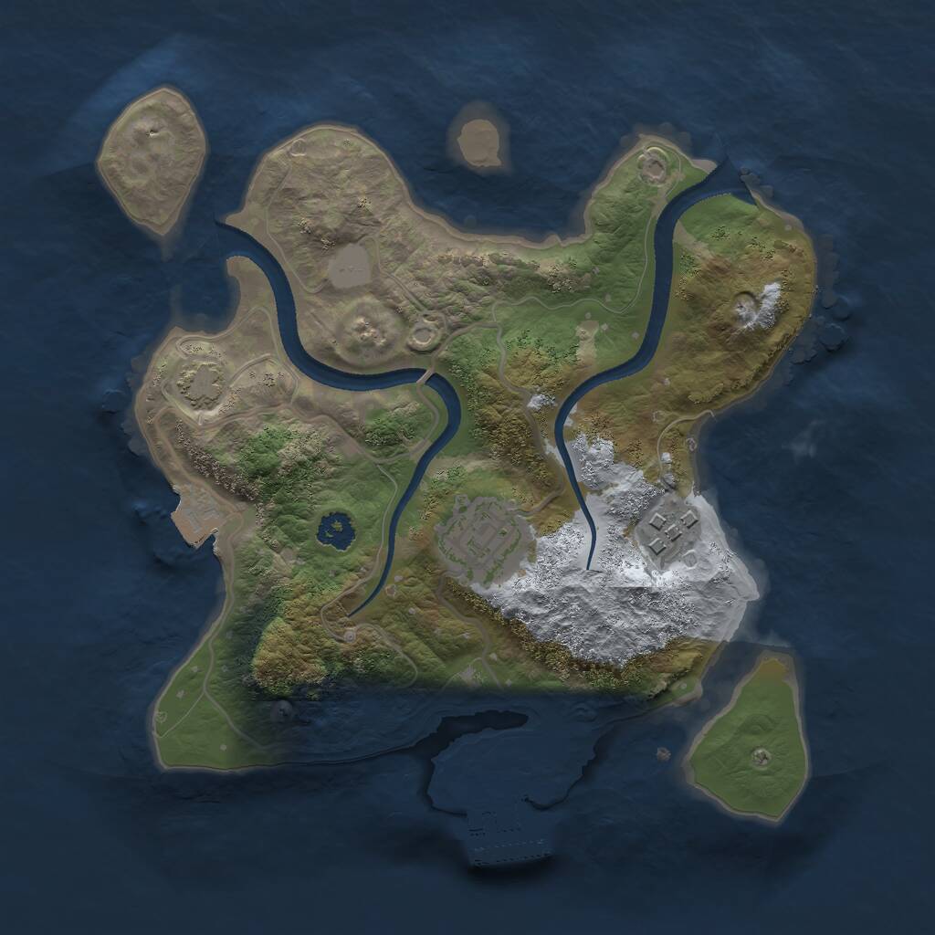 Rust Map: Procedural Map, Size: 2500, Seed: 866797886, 5 Monuments