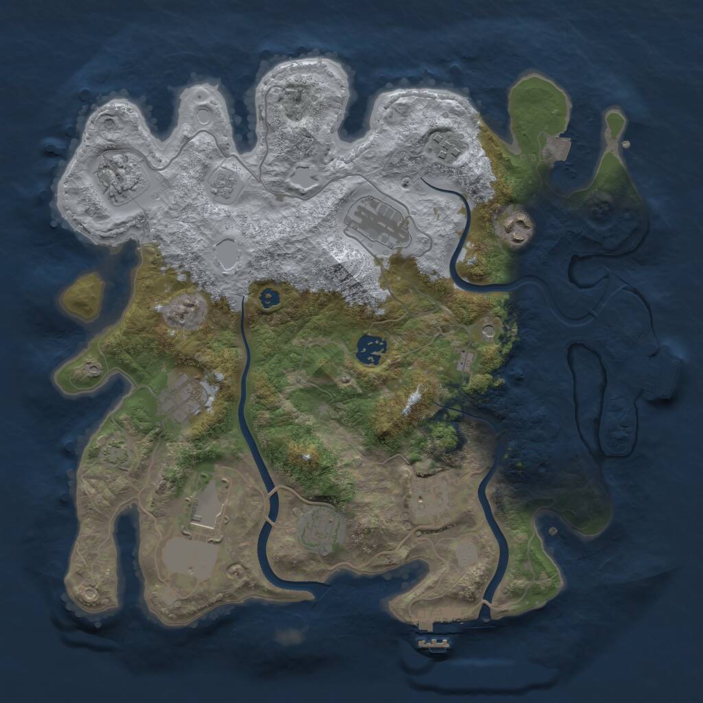 Rust Map: Procedural Map, Size: 3500, Seed: 538657610, 15 Monuments