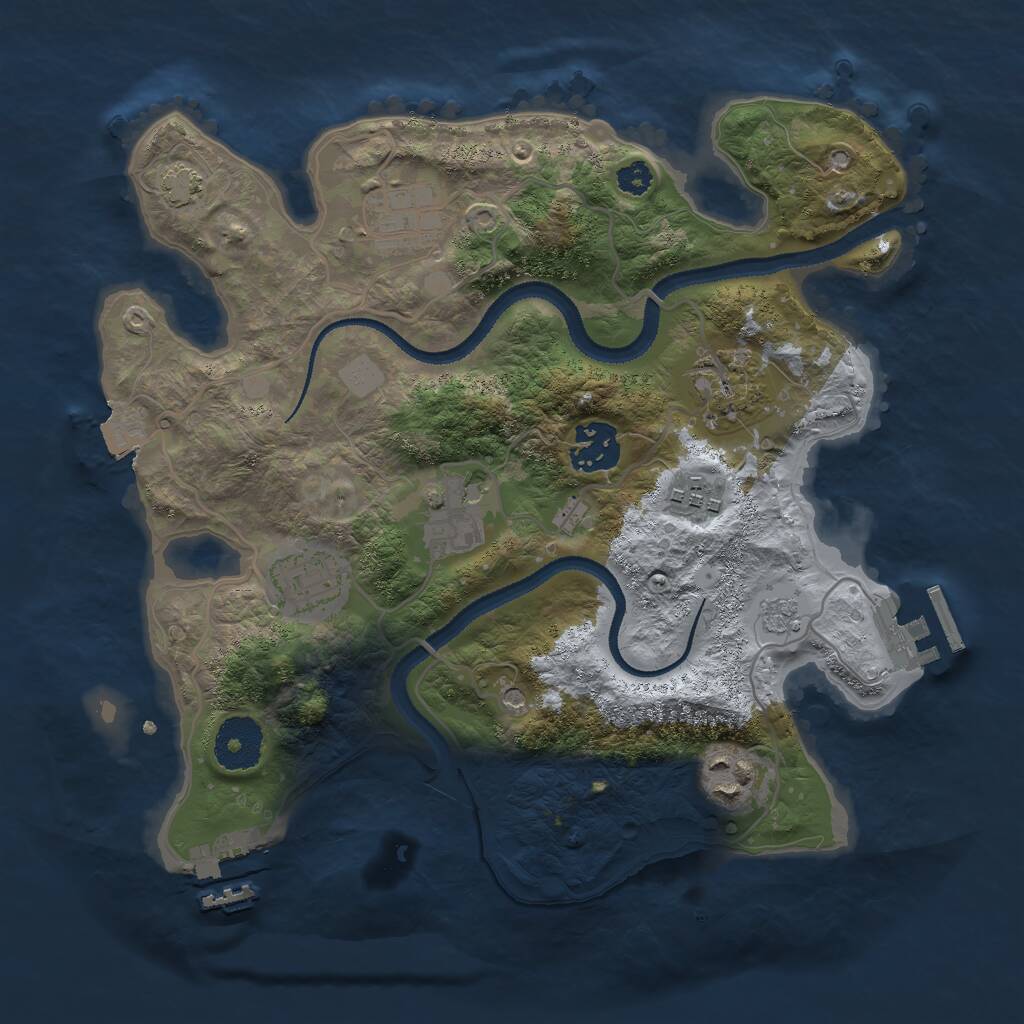 Rust Map: Procedural Map, Size: 3000, Seed: 1793769274, 13 Monuments