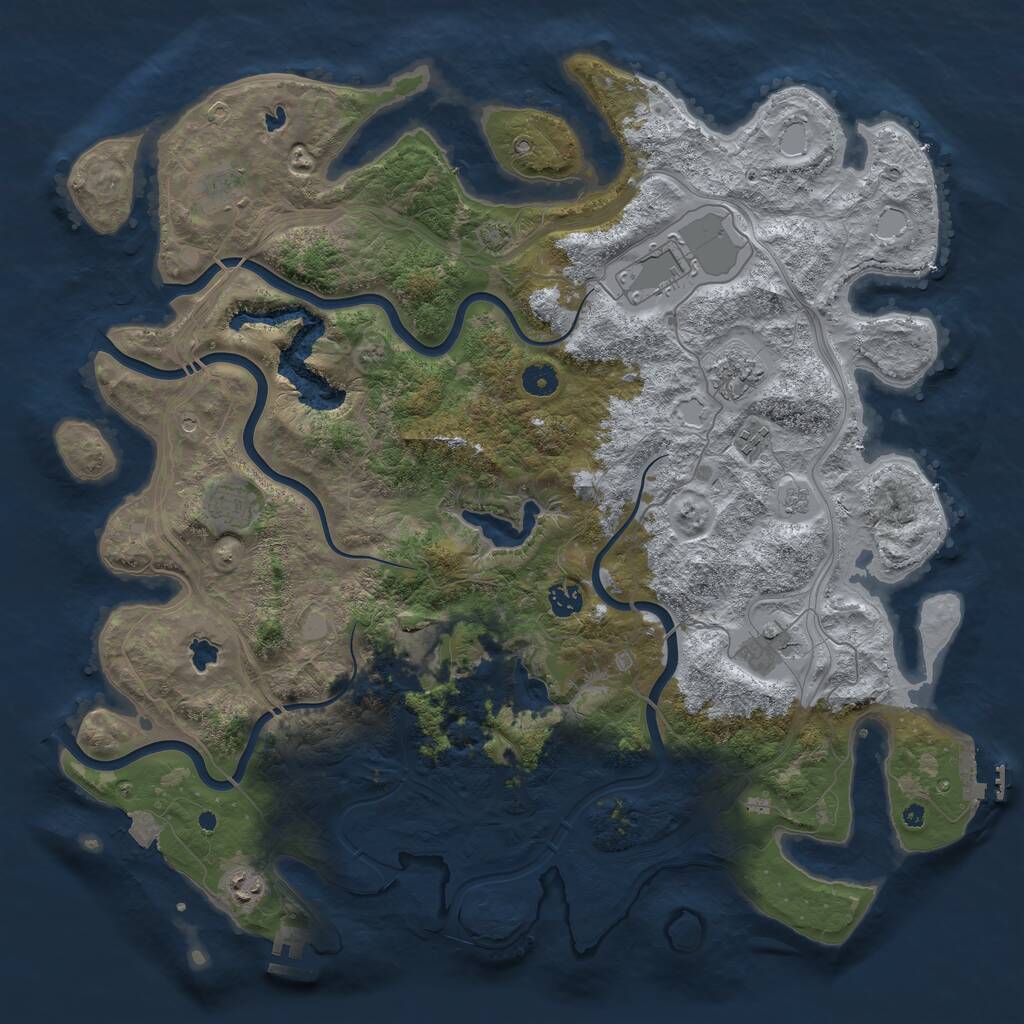 Rust Map: Procedural Map, Size: 4500, Seed: 1104565116, 15 Monuments
