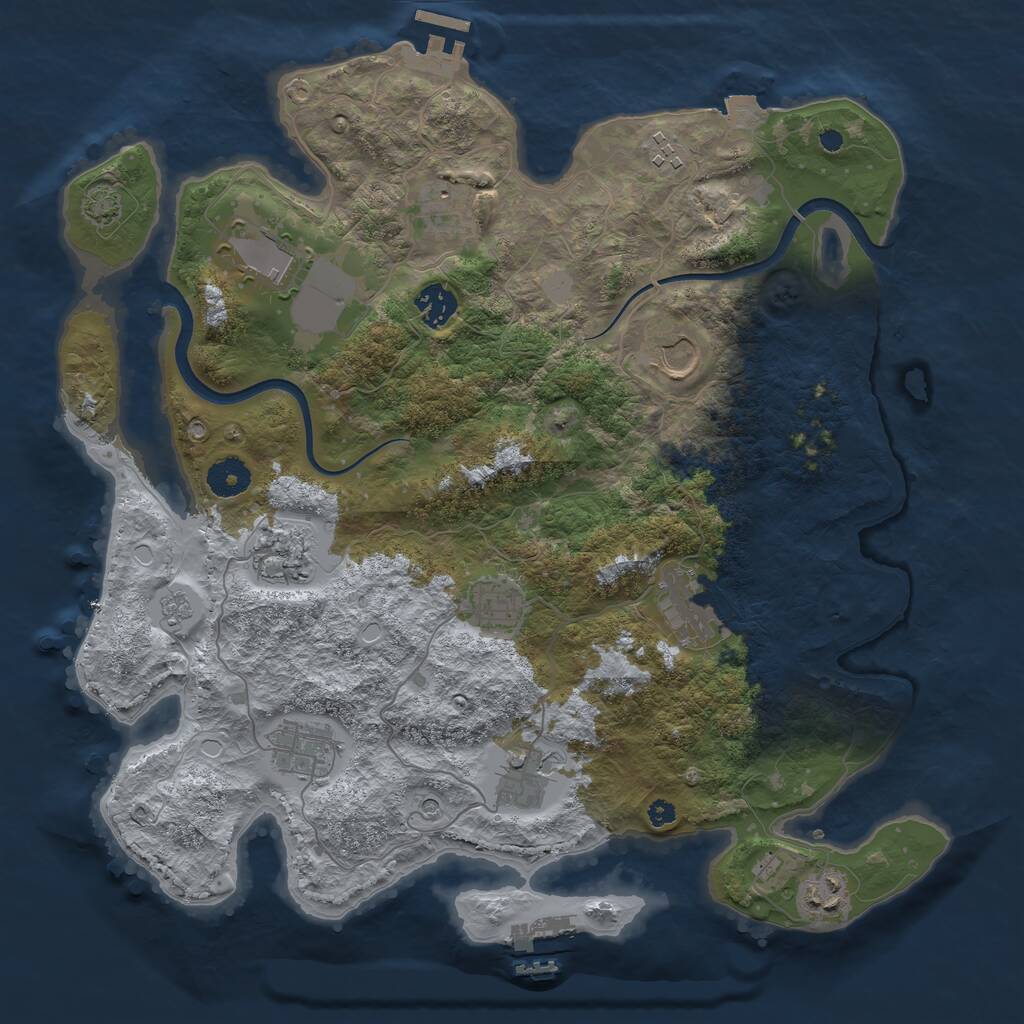 Rust Map: Procedural Map, Size: 3750, Seed: 1612340251, 17 Monuments