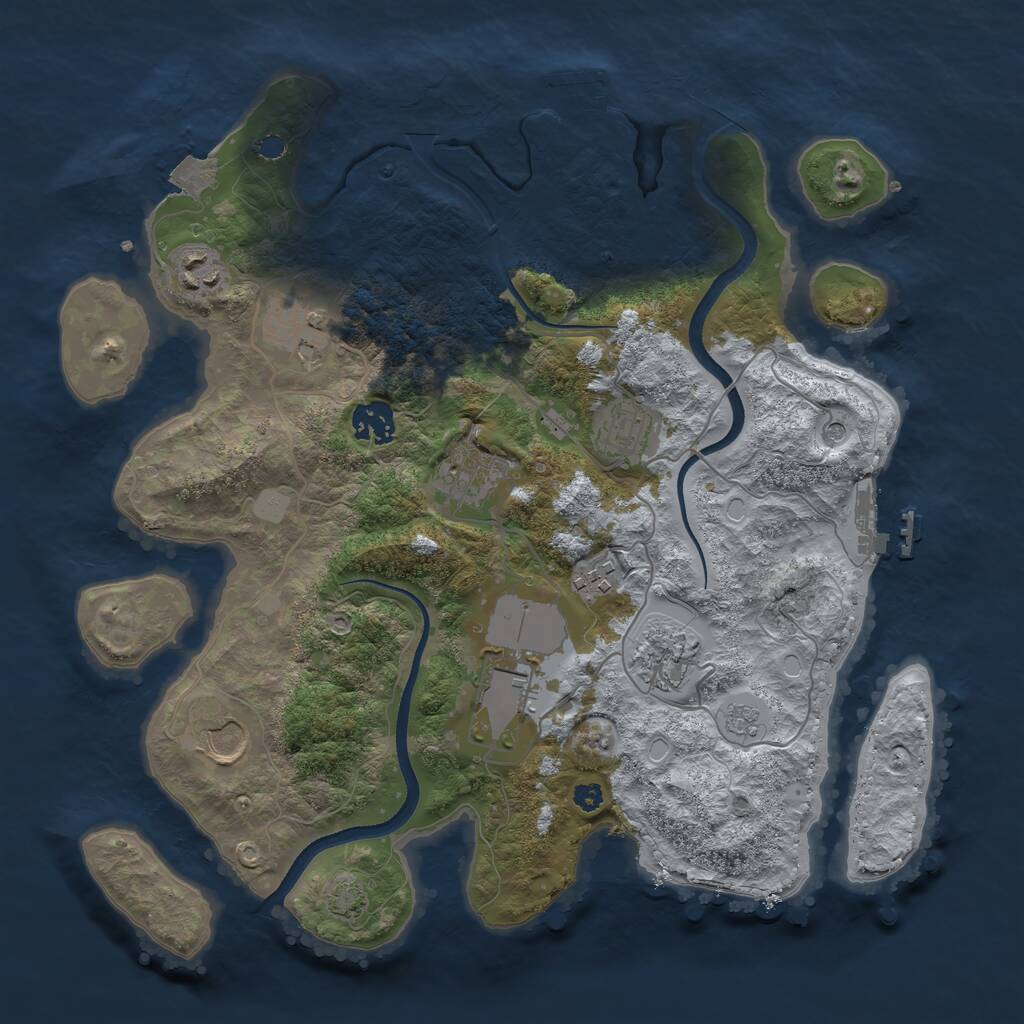Rust Map: Procedural Map, Size: 3500, Seed: 15221489, 15 Monuments
