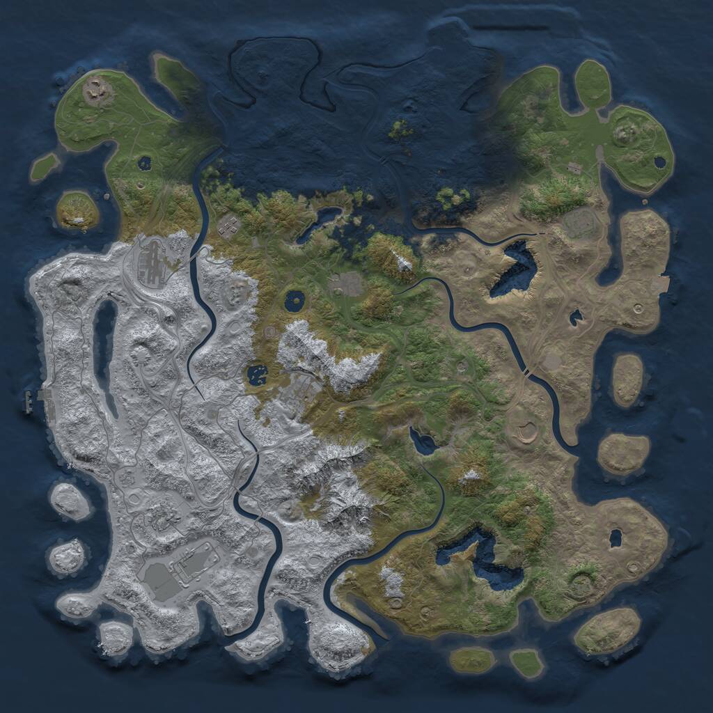 Rust Map: Procedural Map, Size: 5000, Seed: 92614, 16 Monuments