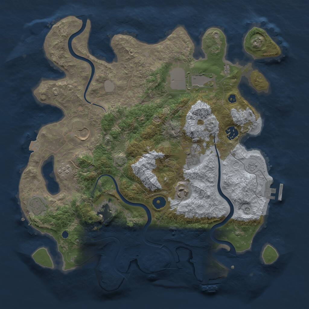 Rust Map: Procedural Map, Size: 3700, Seed: 538361276, 14 Monuments