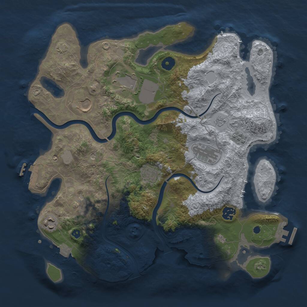 Rust Map: Procedural Map, Size: 3500, Seed: 22143, 14 Monuments