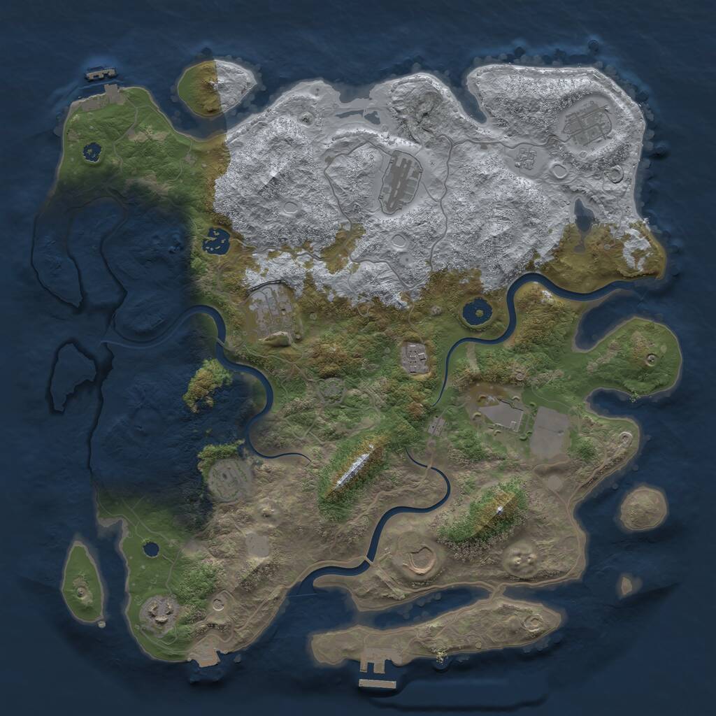 Rust Map: Procedural Map, Size: 3900, Seed: 343144179, 15 Monuments