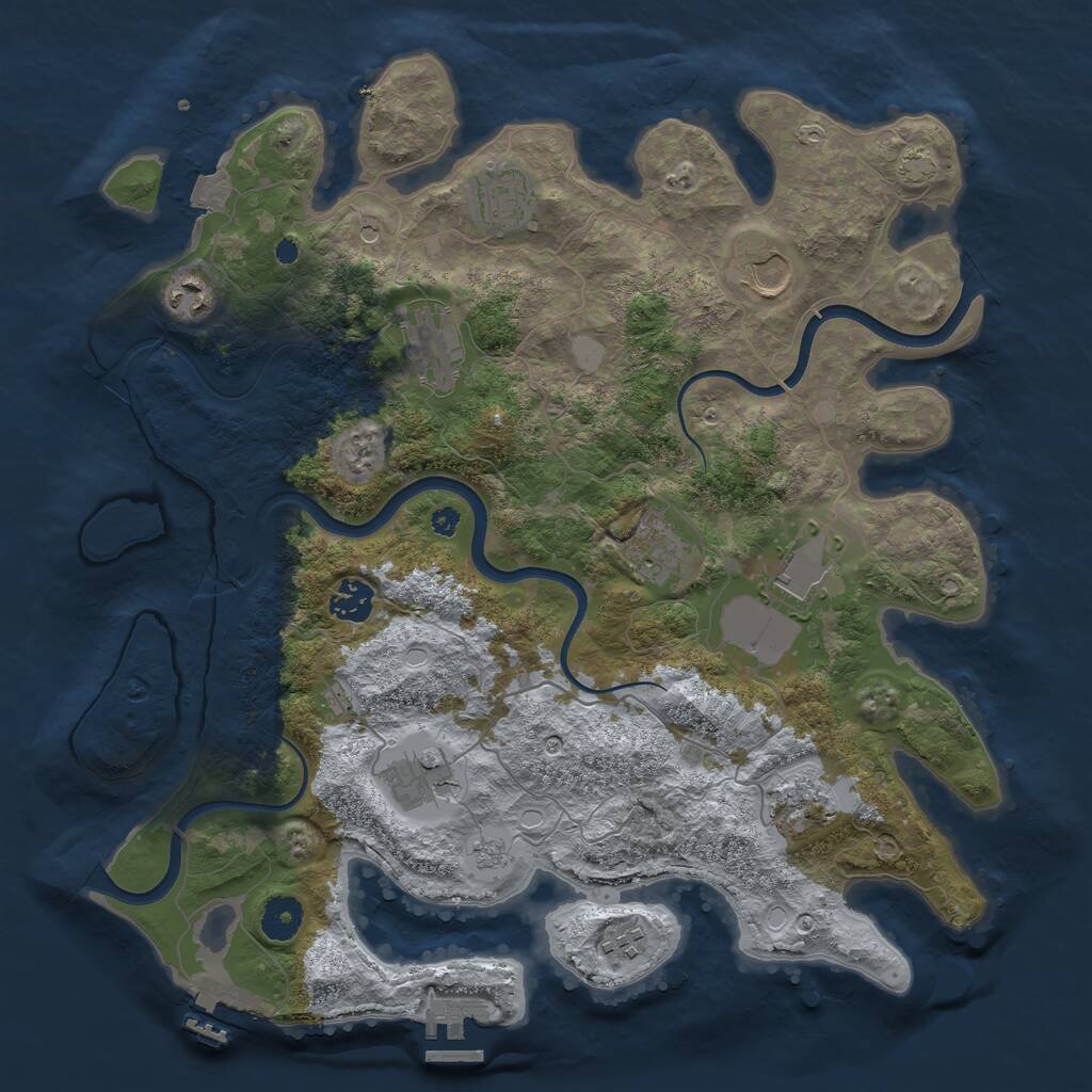Rust Map: Procedural Map, Size: 3800, Seed: 681722333, 16 Monuments