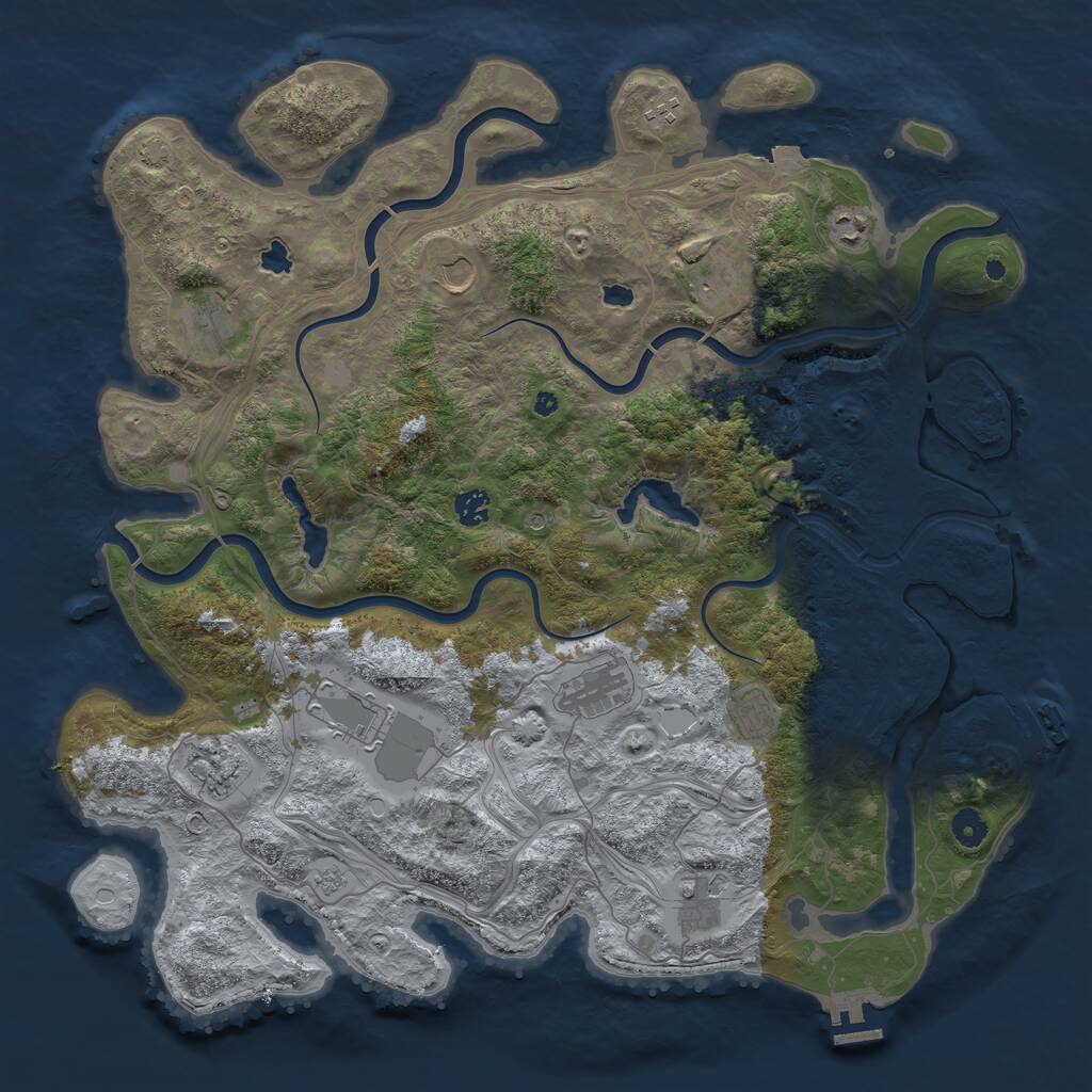 Rust Map: Procedural Map, Size: 4500, Seed: 1853496501, 17 Monuments