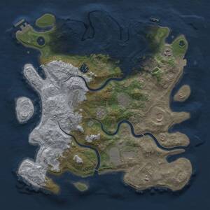 Thumbnail Rust Map: Procedural Map, Size: 3750, Seed: 1709219458, 15 Monuments