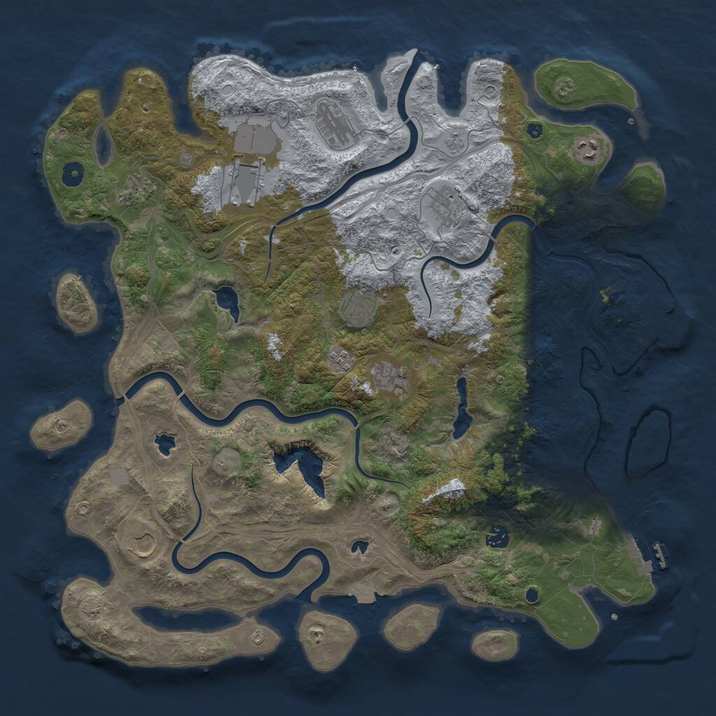 Rust Map: Procedural Map, Size: 4500, Seed: 569480997, 16 Monuments