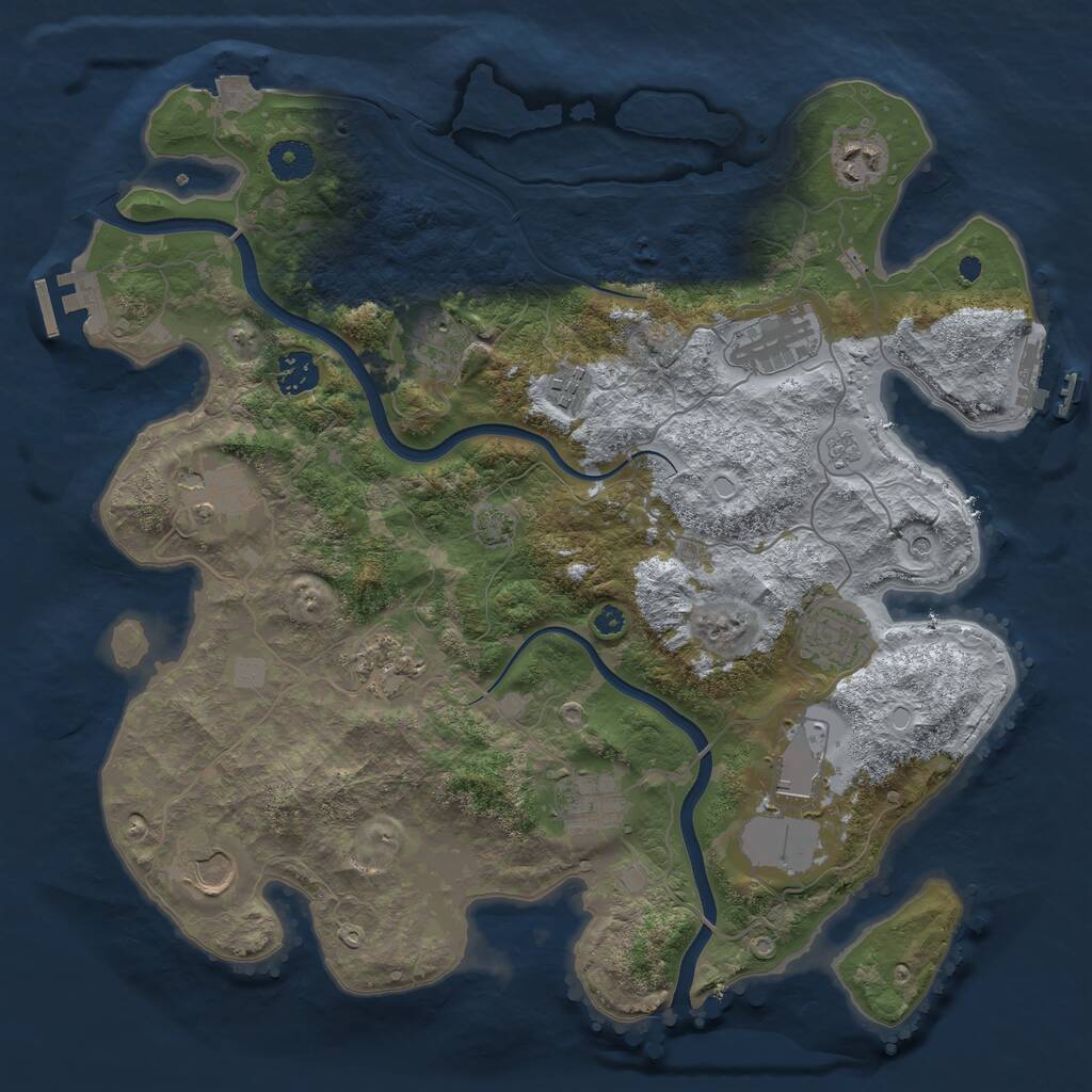 Rust Map: Procedural Map, Size: 3750, Seed: 812888850, 17 Monuments