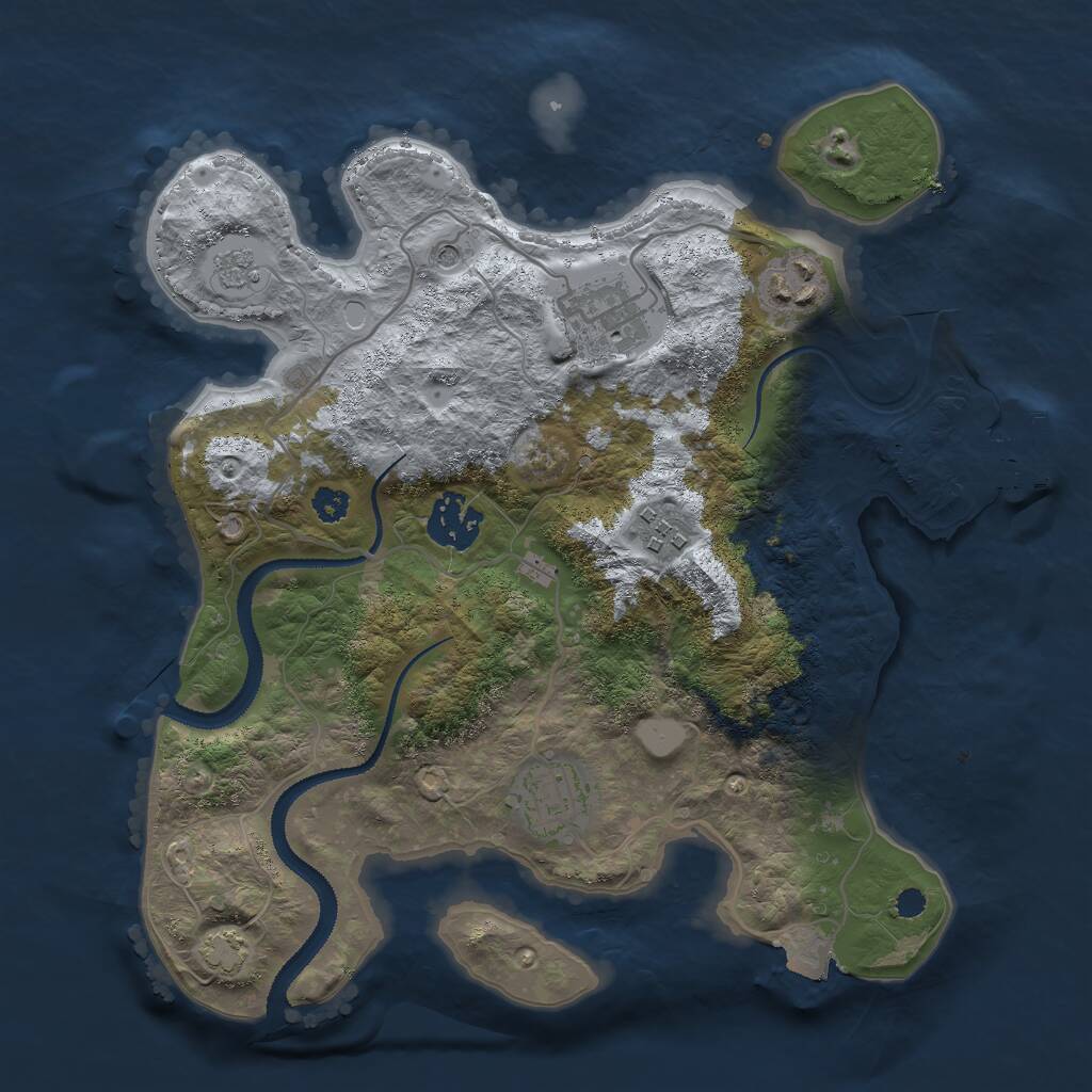 Rust Map: Procedural Map, Size: 3000, Seed: 1488228282, 10 Monuments