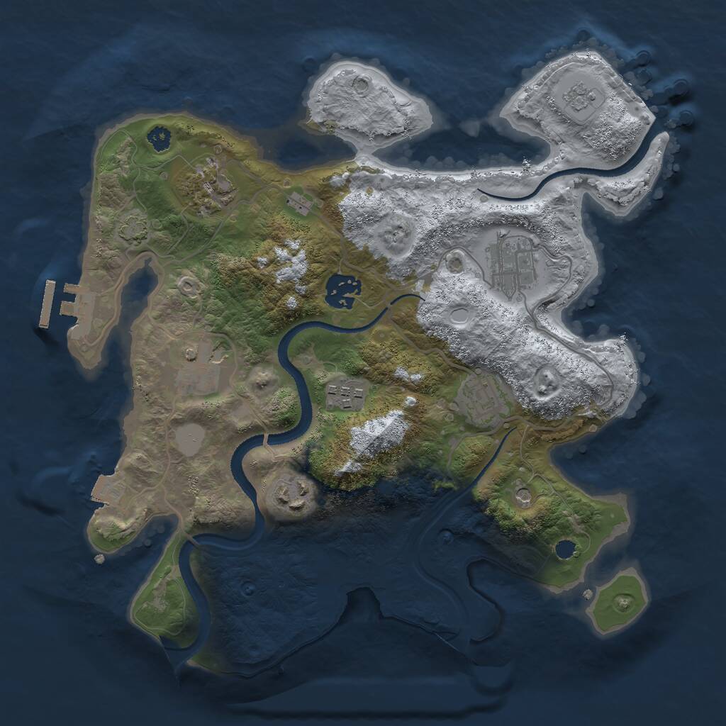 Rust Map: Procedural Map, Size: 3048, Seed: 354241102, 12 Monuments