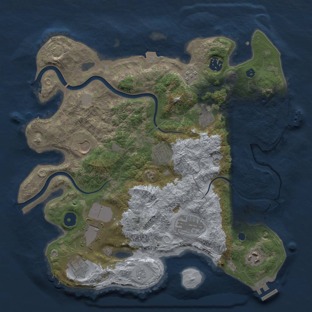 Rust Map: Procedural Map, Size: 3500, Seed: 258137951, 15 Monuments
