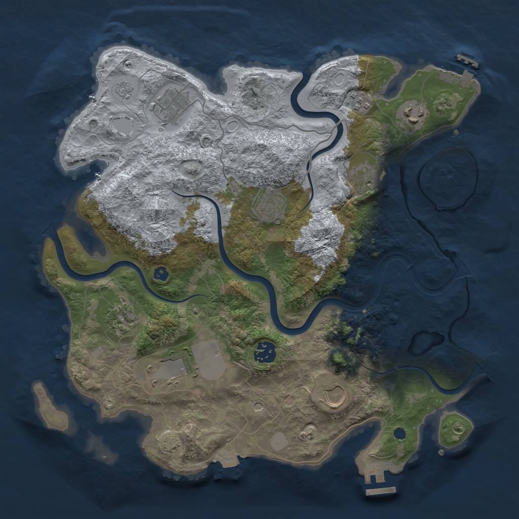 Rust Map: Procedural Map, Size: 3500, Seed: 1197278977, 15 Monuments