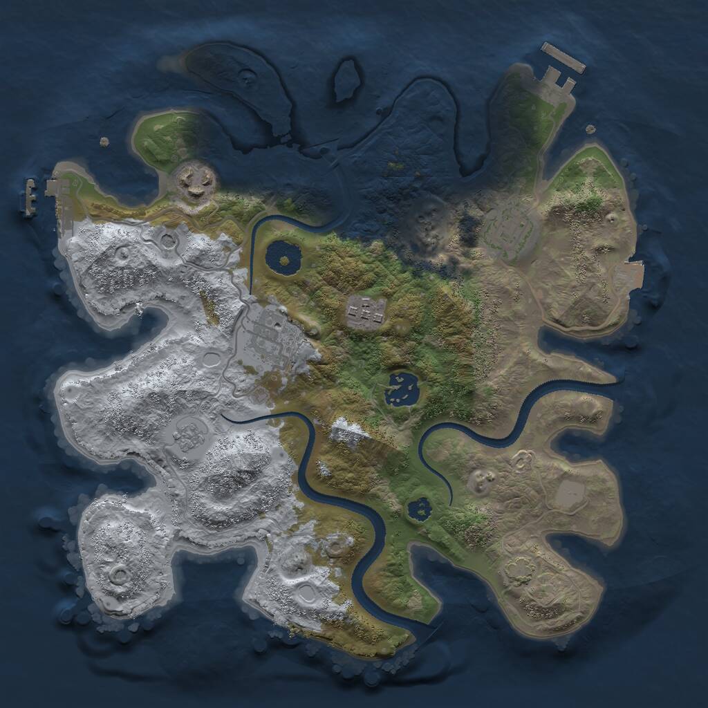 Rust Map: Procedural Map, Size: 3000, Seed: 677764838, 11 Monuments