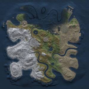 Thumbnail Rust Map: Procedural Map, Size: 3000, Seed: 677764838, 11 Monuments