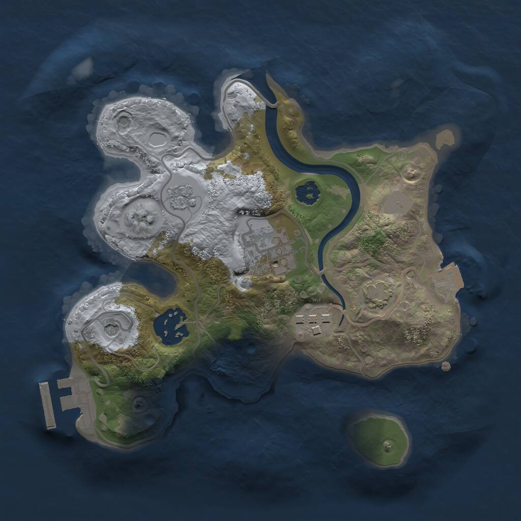 Rust Map: Procedural Map, Size: 2225, Seed: 1090474590, 8 Monuments