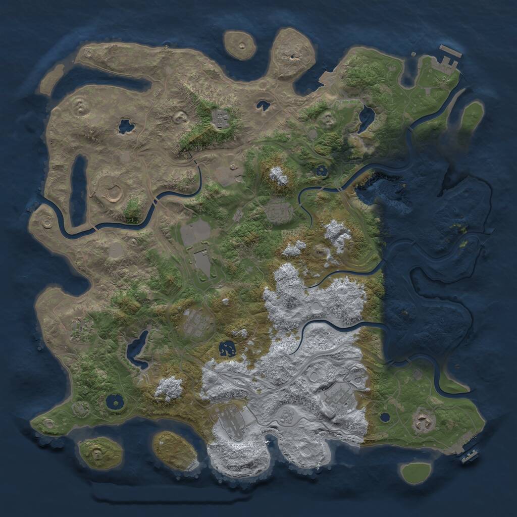 Rust Map: Procedural Map, Size: 4500, Seed: 1130813265, 17 Monuments
