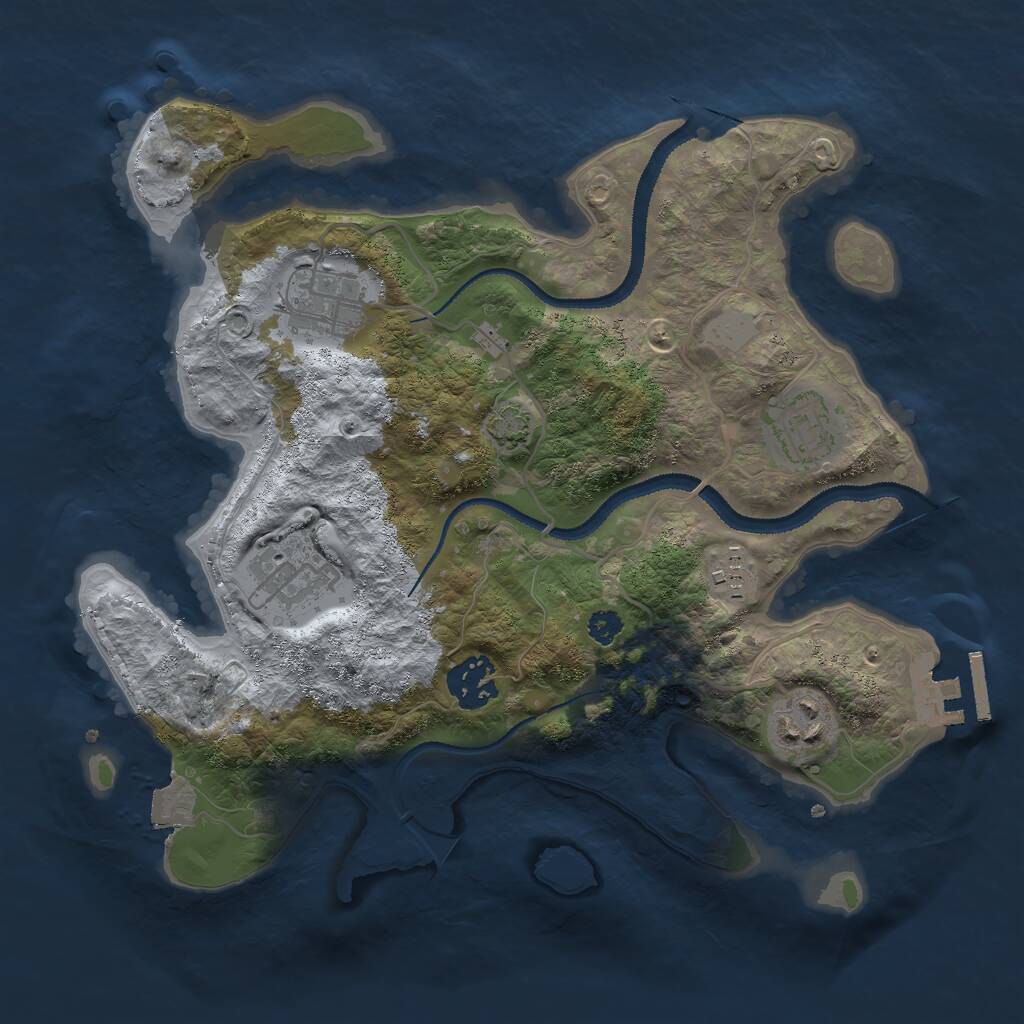 Rust Map: Procedural Map, Size: 3000, Seed: 57618398, 9 Monuments