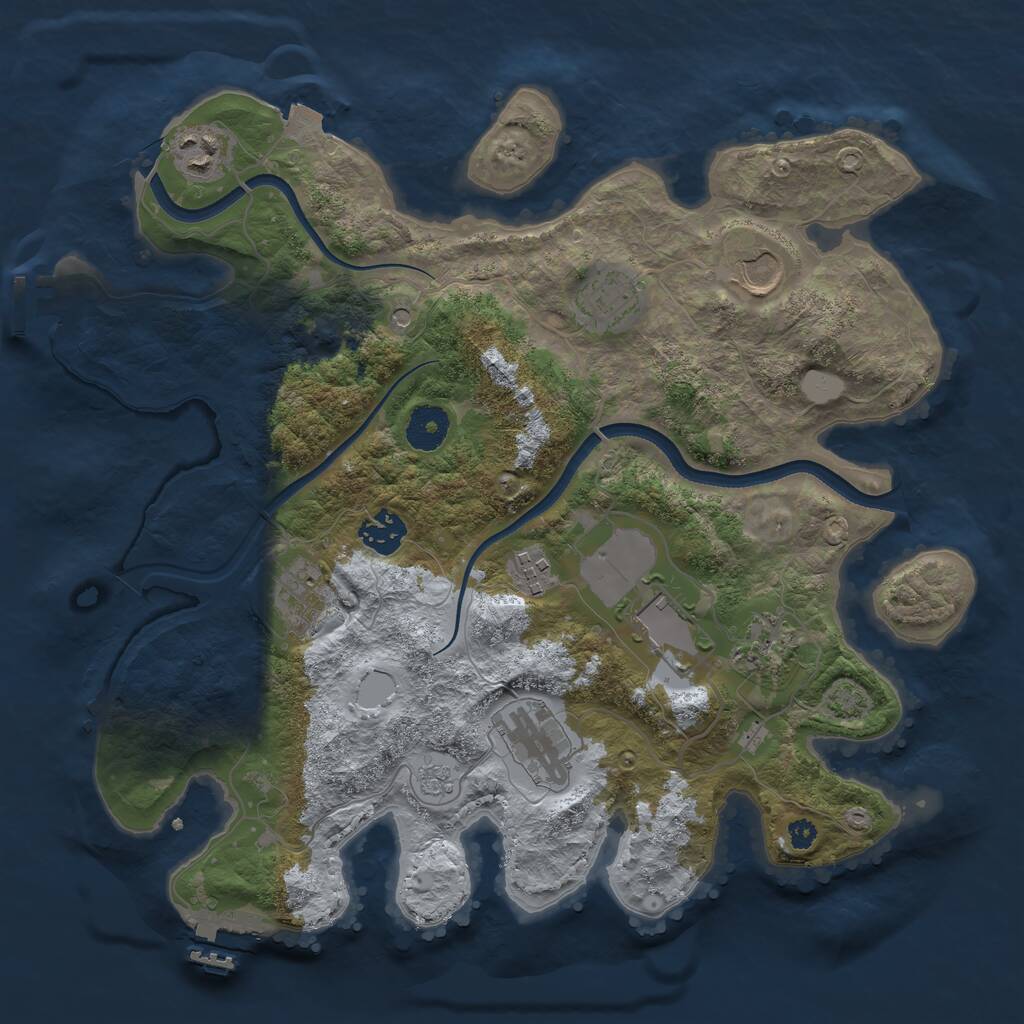 Rust Map: Procedural Map, Size: 3500, Seed: 753077239, 15 Monuments