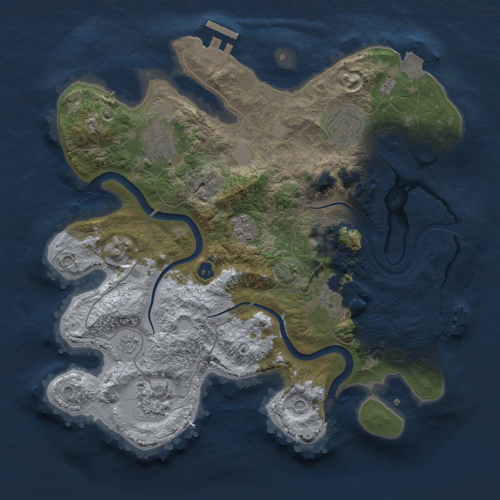 Rust Map: Procedural Map, Size: 3000, Seed: 1283492382, 11 Monuments