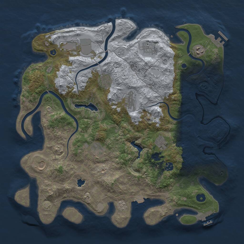 Rust Map: Procedural Map, Size: 4050, Seed: 258069304, 16 Monuments