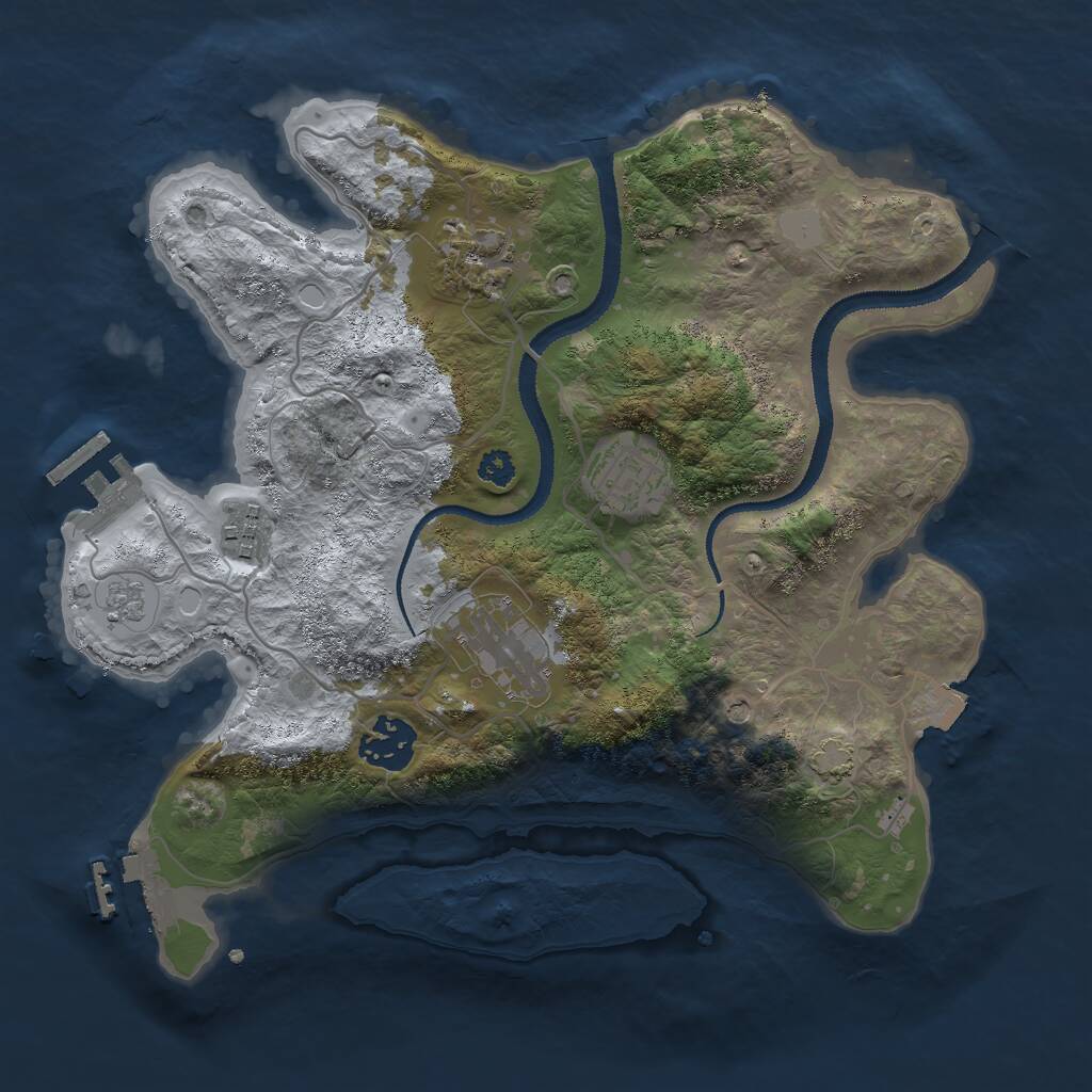 Rust Map: Procedural Map, Size: 3000, Seed: 1041256486, 11 Monuments