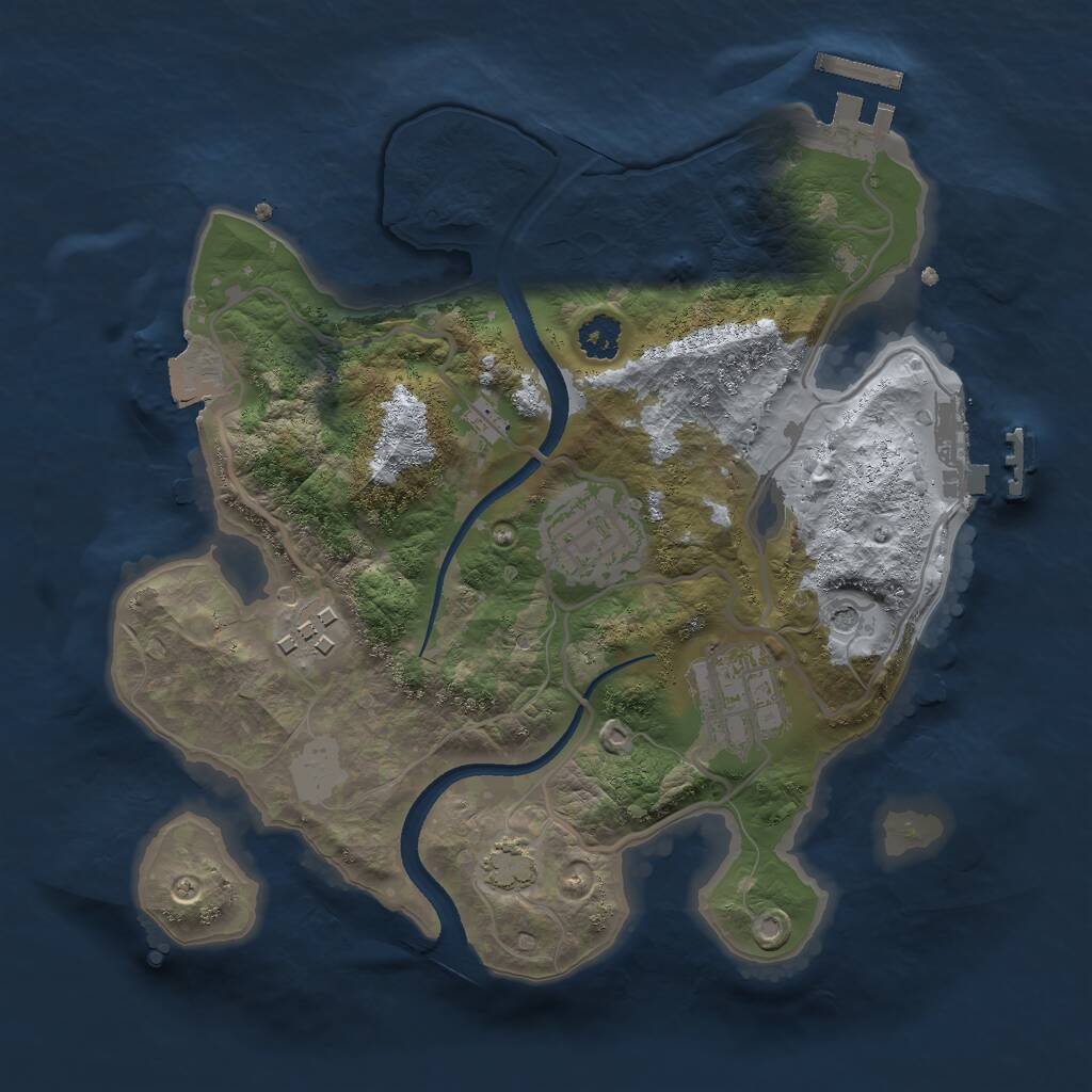 Rust Map: Procedural Map, Size: 2500, Seed: 1510442923, 8 Monuments