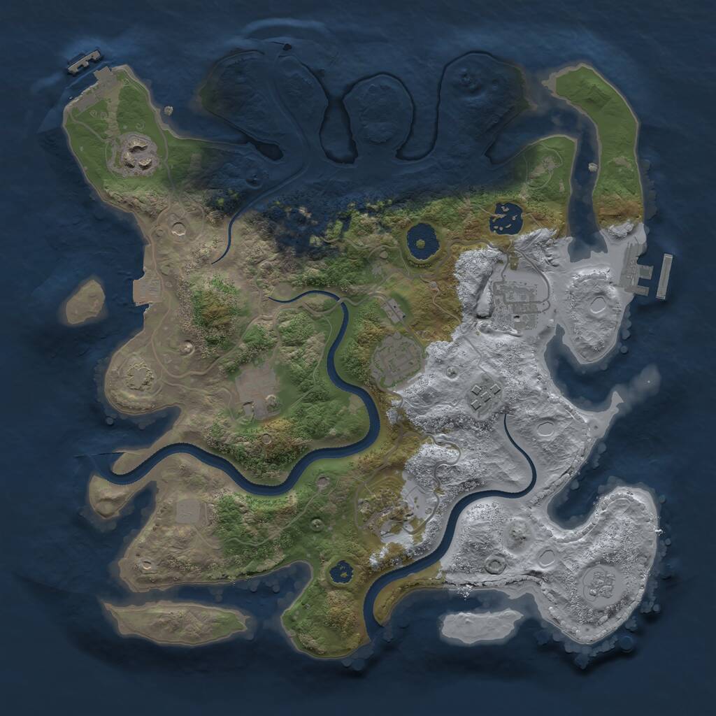 Rust Map: Procedural Map, Size: 3200, Seed: 304597517, 13 Monuments