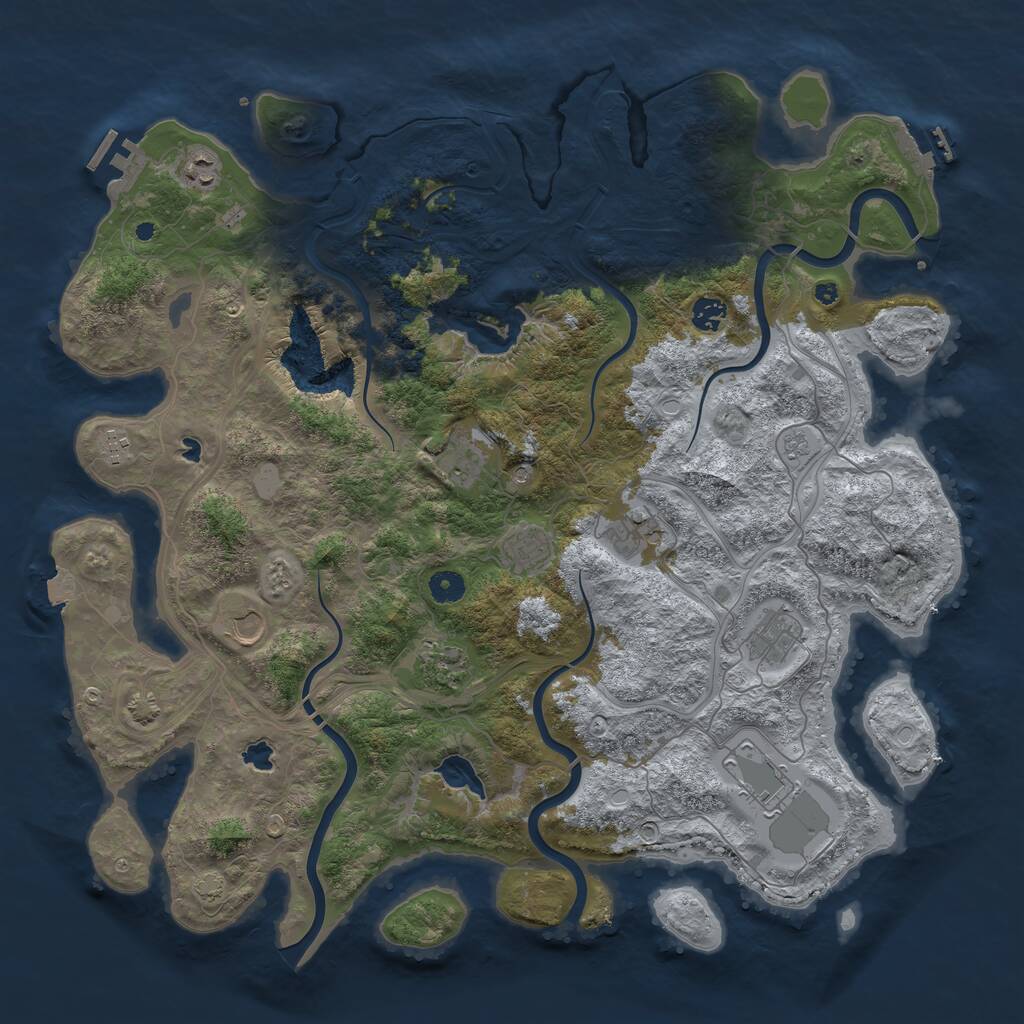 Rust Map: Procedural Map, Size: 4500, Seed: 1224376248, 16 Monuments